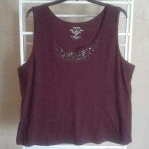 Sonoma Sequin and Bead Embellished Plum Tank 3X